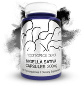 Nootropics Depot Nigella Sativa extract capsules 200mg, 60-count bottle, for daily cognitive and immune support.
