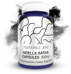 Nootropics Depot Nigella Sativa extract capsules 200mg, 60-count bottle, for daily cognitive and immune support.