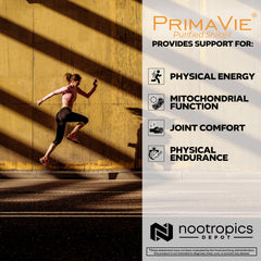 Nootropics Depot PrimaVie Shilajit during workout scene suggesting energy support.