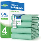 Noovirum washable underpads front view; compact 34x36 size ideal for bed protection.