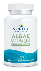 Nordic Naturals Algae Omega packaging emphasizes plant-based omega-3 source
