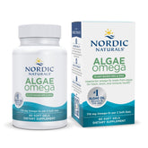 Nordic Naturals Algae Omega soft gels bottle on shelf for vegan omega-3 daily intake