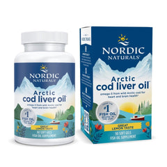 Nordic Naturals Arctic Cod Liver Oil Lemon bottle for convenient daily omega-3 intake
