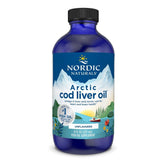 Nordic Naturals Arctic Cod Liver Oil bottle on shelf for daily use.