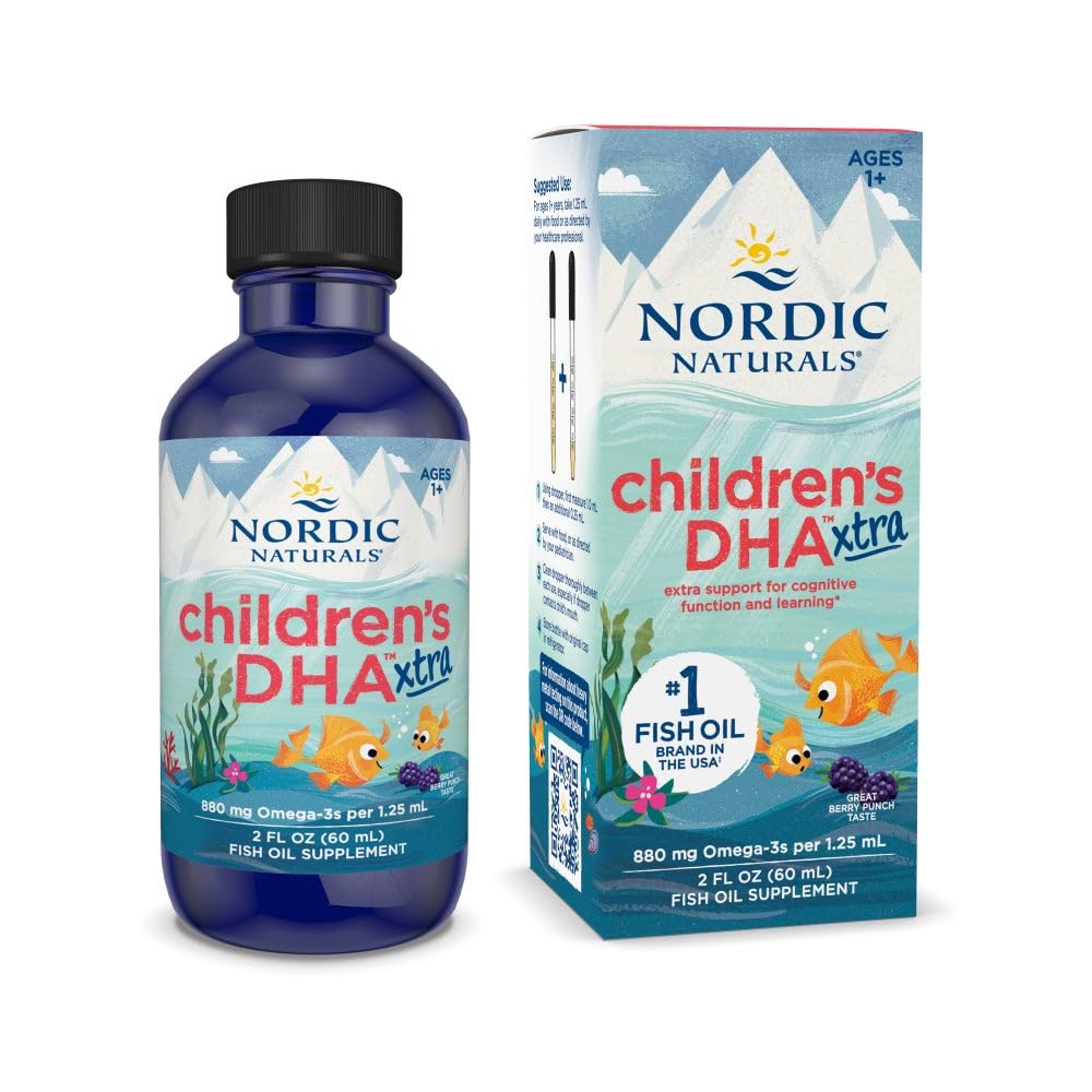Nordic Naturals Children’s DHA Xtra Berry Punch bottle highlights kid-friendly omega-3 nutrition