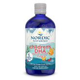 Nordic Naturals Children's DHA Strawberry bottle pour supports healthy brain development and learning.