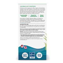 Nordic Naturals Children's DHA Vegetarian algae-oil sourcing graphic—plant-based DHA from microalgae.