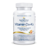 Nordic Naturals D3+K2 orange bottle front showing daily calcium balance support.