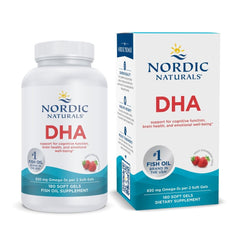 Nordic Naturals DHA Strawberry bottle front view supporting brain health and daily wellness.