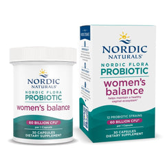 Nordic Naturals Nordic Flora Probiotic Women's Balance bottle with 60 billion cultures for daily balance