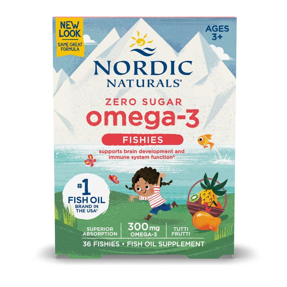Nordic Naturals Nordic Omega-3 Fishies Tutti Frutti bottle pour supports daily omega-3 intake
