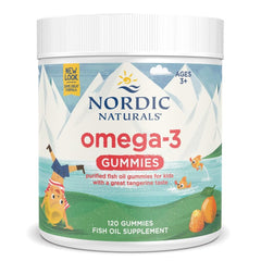 Nordic Naturals Nordic Omega-3 Gummies Tangerine bottle shows kid-friendly omega-3 goodness.