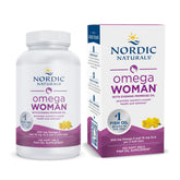 Nordic Naturals Omega Woman lemon bottle showcases bright flavor and skin-supporting omega-3 benefits.