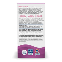 Nordic Naturals Prenatal DHA vitamin D3 label highlights added bone and immune support.