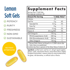 Capsules showcase lemon flavor and EPA+DHA from wild Arctic cod