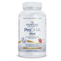 Nordic Naturals ProDHA 1000 Strawberry bottle shows high-DHA per serving for brain and eye support