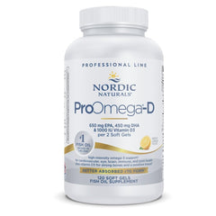 Nordic Naturals ProOmega-D Lemon bottle front view highlighting high-potency omega-3 formula