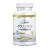 Nordic Naturals ProOmega lemon-flavored softgels bottle, potential support for heart and brain health.