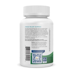 Nordic Naturals Stress Relief Gummies packaging scene with non-GMO and gluten-free claims.