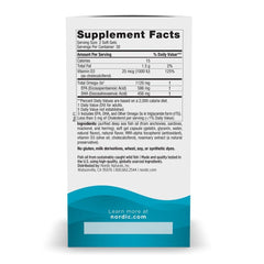 Nordic Naturals Ultimate Omega Mini D3 bottle back shows dosage and ingredients for informed use