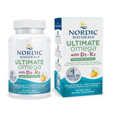 Nordic Naturals Ultimate Omega Plant-Based bottle front shows label with algae omega-3 benefits