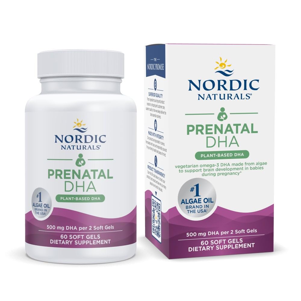 Nordic Naturals Vegan Prenatal DHA bottle showing plant-based omega-3.