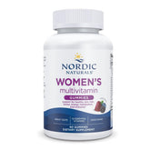 Nordic Naturals Women's Multivitamin Gummies bottle front highlights mixed berry flavor for daily wellness.