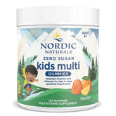 Nordic Naturals Zero Sugar Kids Multi Gummies bottle showing orange lemon flavor for daily nutrition