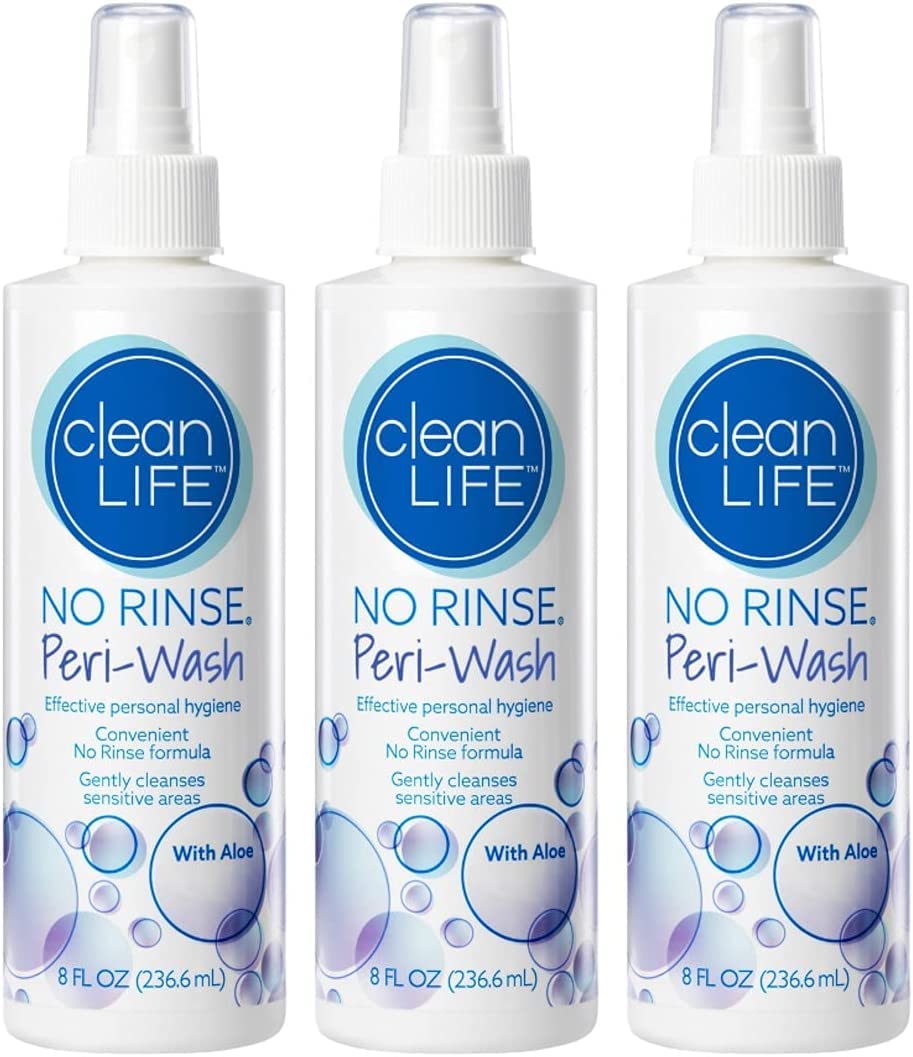 No-Rinse Peri-Wash 8oz bottle front view for quick, rinse-free cleansing