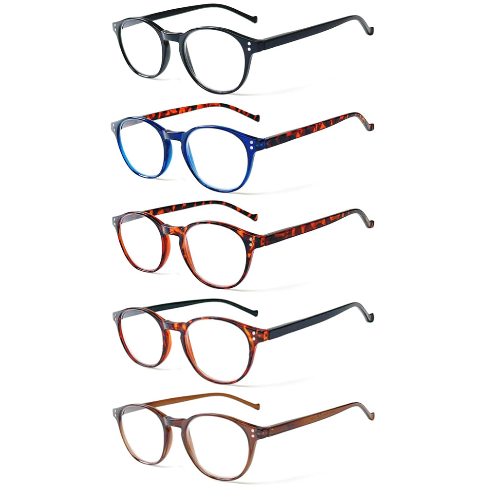 NORPERWIS 5-pairs reading glasses set showcases versatile colors for different outfits.