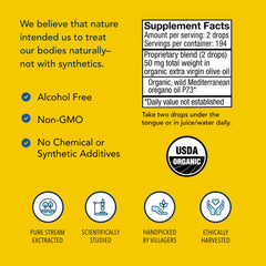 Oreganol olive oil base shown with the oregano oil blend for easy dosing.