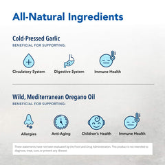 OregaMax label showing non-GMO and chemical-free formulation