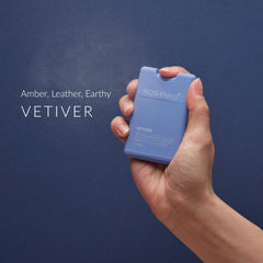 Noshinku hydrating oils in vetiver sanitizer: jojoba, argan, rosehip for soft, non-sticky hands.