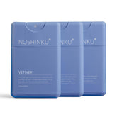 Noshinku refillable vetiver sanitizer pack 3: eco-friendly travel companion reduces plastic waste.