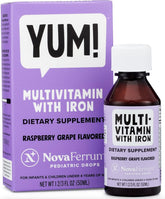 NovaFerrum Yum bottle pour supports quick, kid-friendly iron dosing.