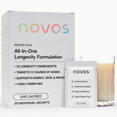 Novos Core Longevity Mix sachet packaging for convenient daily supplementation.