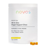 Novos Vital chews bottle front; convenient daily wellness support.