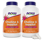 NOW Choline & Inositol bottle front, vegan dietary supplement in a 2-pack.