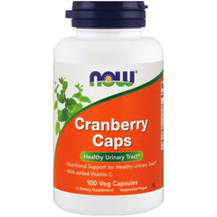 NOW Foods Cranberry Concentrate capsules bottle, easy daily supplement for vegan lifestyles