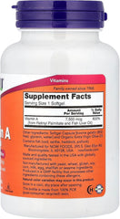 NOW Foods A 25,000 IU softgel pour demonstrates easy daily intake.