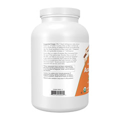 NOW Foods Acacia Powder label with organic certification and trusted sourcing.