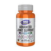 NOW Foods Advanced Joint Support bottle label highlights glucosamine and hyaluronic acid for joint health