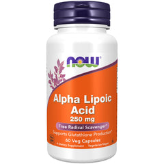 NOW Foods Alpha Lipoic Acid 250 mg bottle; supports antioxidant processes in daily wellness.