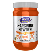 NOW Foods L-Arginine Powder bottle showing pharmaceutical-grade formula