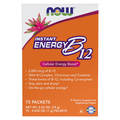 NOW Foods B-12 Instant Energy packet closeup for quick morning boost