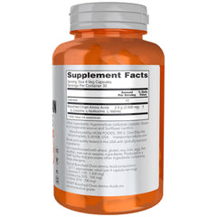 NOW Foods BCAAs label closeup showing leucine, isoleucine and valine blend