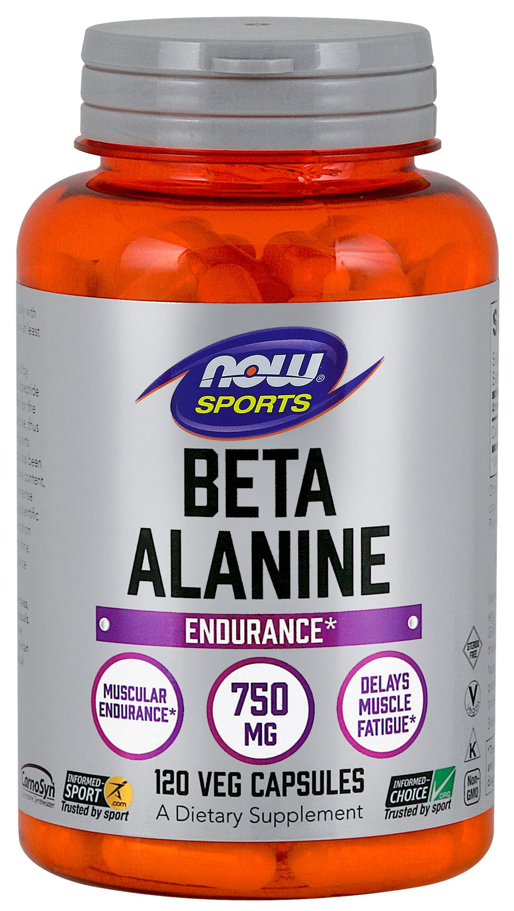 NOW Foods Beta-Alanine bottle for endurance support during training.