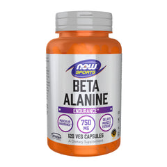 NOW Foods Beta-Alanine capsules close-up for endurance support.