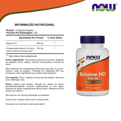 Now Foods Betaine HCl box packaging showing product details for easy planning