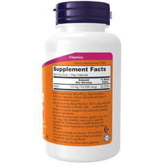 NOW Foods Biotin 10 mg bottle close-up highlighting hair, skin, and nail benefits